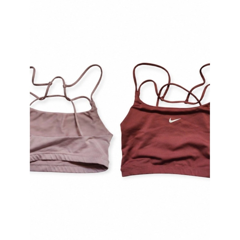 2x Nike Strappy Sports Bra 2 Pack Women's M Pink & Burgundy Yoga